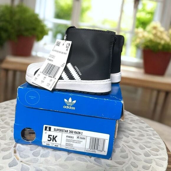 Adidas Superstar 360 Rain I Toddler Infant Kids 5K Black White Waterproof Slip-O - Picture 11 of 13